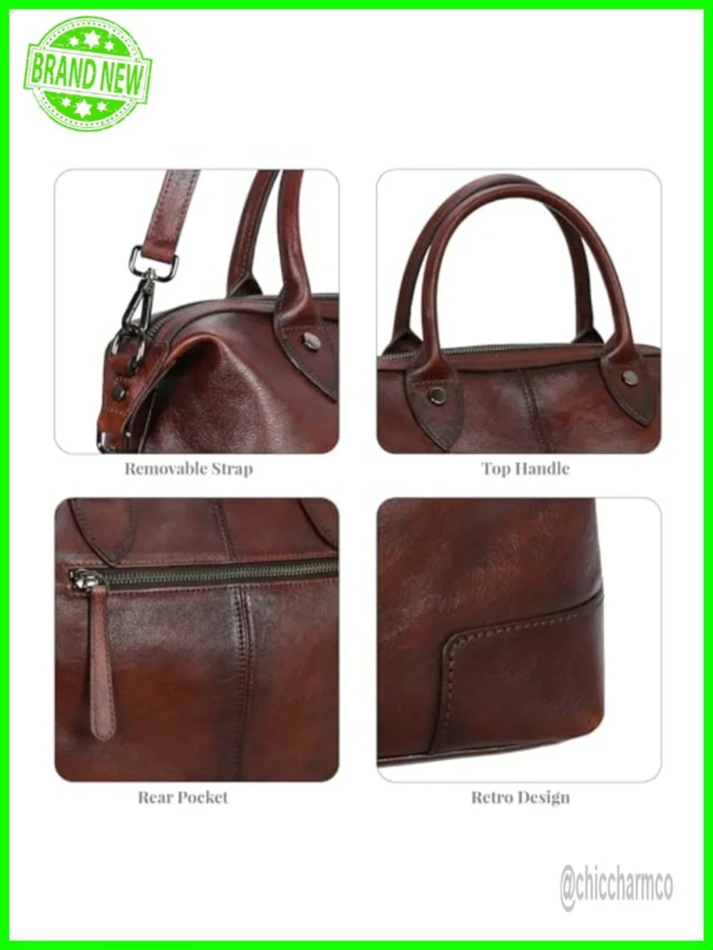 Genuine Leather Satchel Tote Bag Large Doctor Purse Crossbody